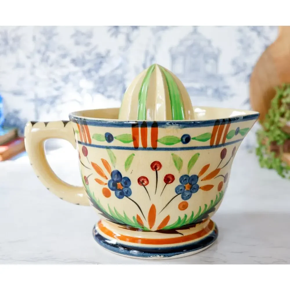VTG Japan Fruit Floral Reamer Juicer Citrus Press Cottage Farm Retro Brunch